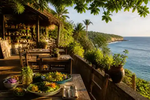 Cliffside dining terrace at Bohol Bee Farm with ocean view