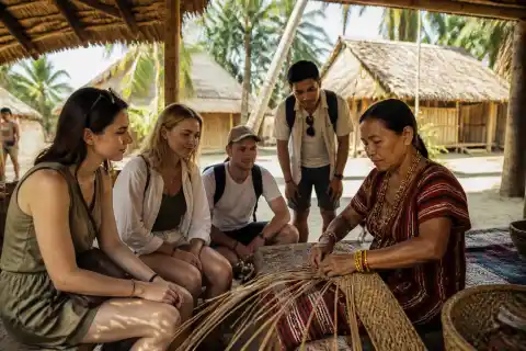 Ati heritage demonstration with local weaver and visitors on Boracay