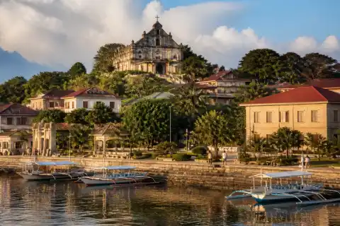 La Immaculada Concepcion coral-stone church above Culion town and waterfront