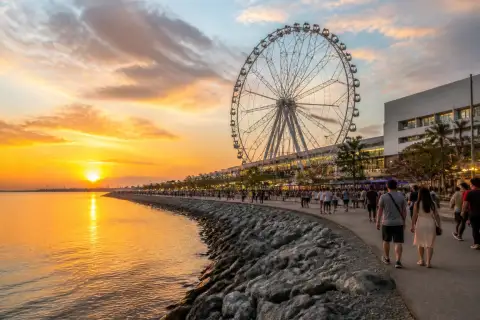 MOA Eye Ferris wheel and waterfront promenade at SM By the Bay, Mall of Asia, Pasay City
