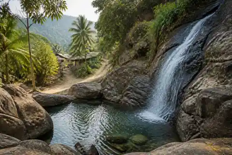Narrow waterfall and rock pool in Pularaquen (Canique), Taytay, Palawan