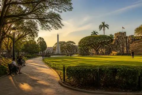 Plaza Independencia lawn with Fort San Pedro in the background, Cebu City