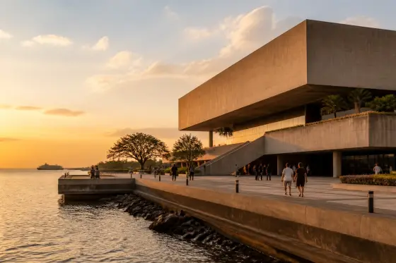 Cultural Center of the Philippines complex exterior with Manila Bay waterfront