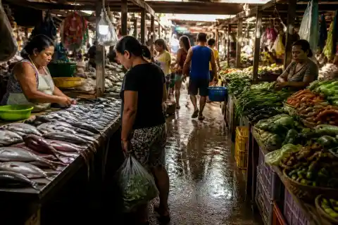 Vendors and shoppers among fresh fish and produce at Dao Public Market in Tagbilaran