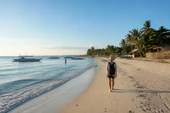 Quiet early-morning shoreline at Langob (Langub) North Beach, Malapascua