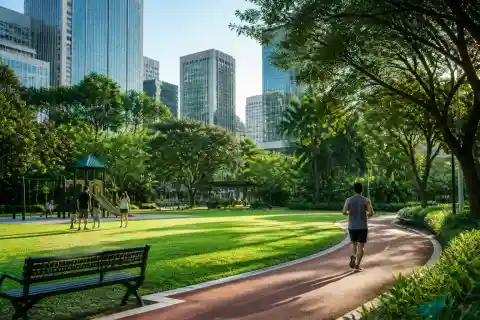 Legazpi Active Park pocket park with playground and Makati office towers