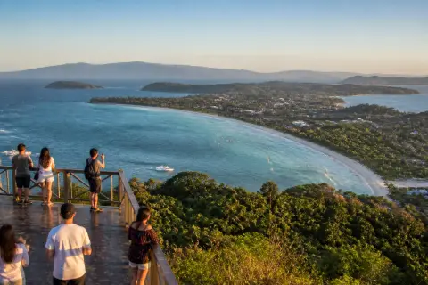 Morning panorama from Mount Luho showing Bulabog Beach and Boracay's eastern shoreline