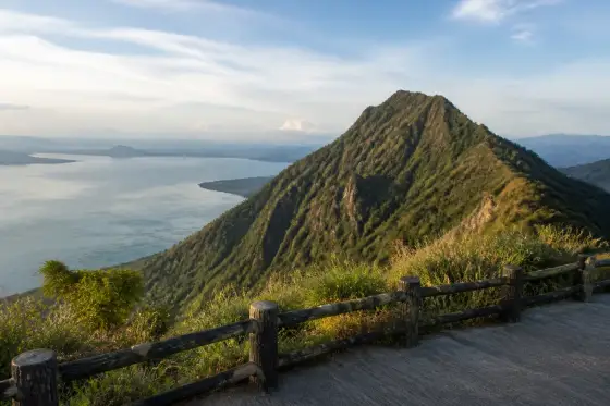 Mount Maculot's steep profile with Taal Lake visible from a nearby viewpoint