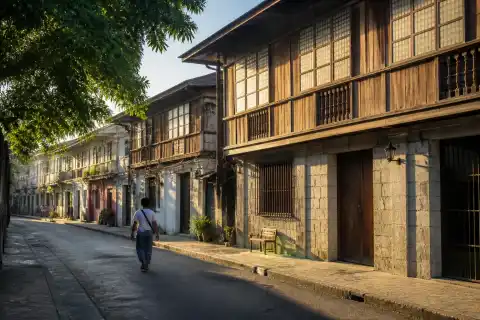 Ancestral-house street in Juban with timber upper floors and masonry ground levels