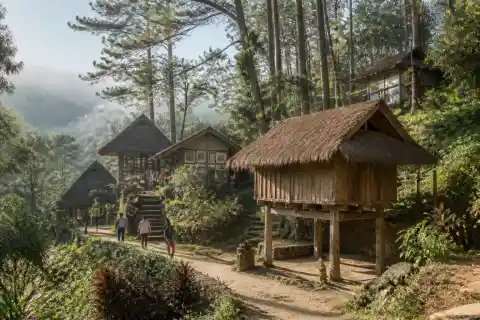 Hillside Cordillera huts and art spaces at Tam-Awan Village, Baguio
