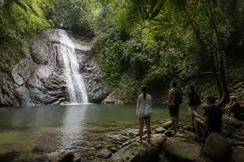 Forest waterfall and natural pool near Port Barton