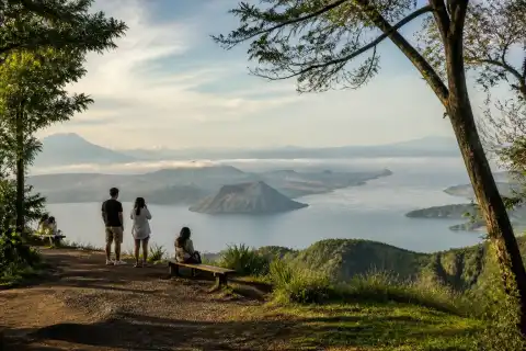 Morning view from Tagaytay ridge overlooking Taal Lake and the volcano island