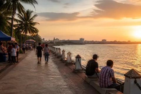 Paseo del Mar waterfront promenade in Zamboanga City at sunset