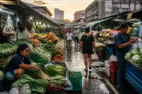 Early-morning produce and vendors at Carbon Market, Cebu City