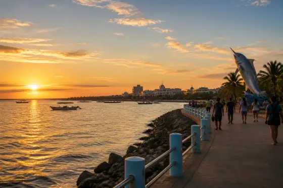 Visitors watching sunset over Sarangani Bay at Queen Tuna Park, General Santos