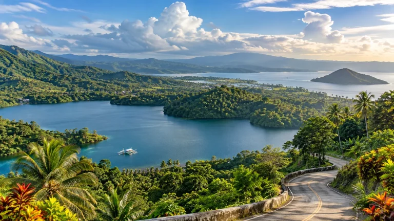 Representative tropical highland lake landscape for the Balinsasayao Twin Lakes visitor guide