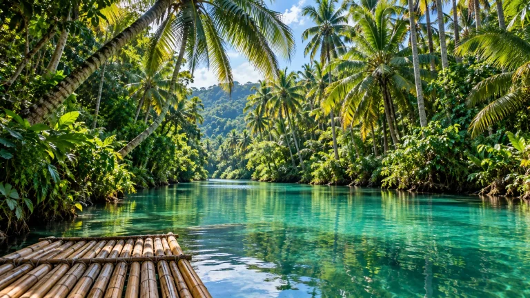Palm-lined tropical river on Siargao representing a Maasin River visitor guide
